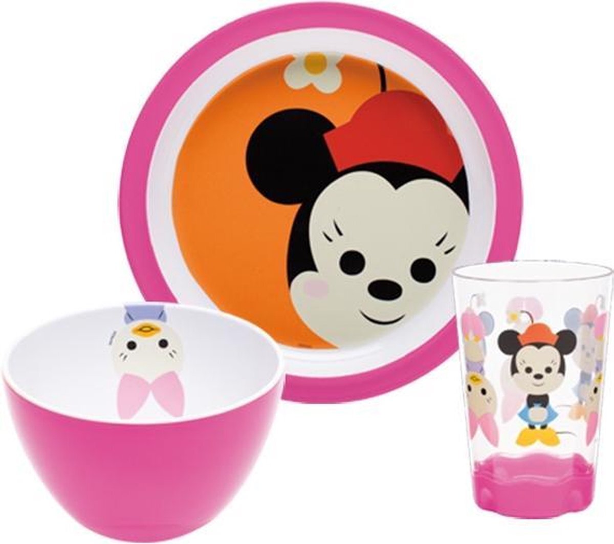 Disney ontbijtset Big Face Minnie meisjes roze/wit 3 delig roze