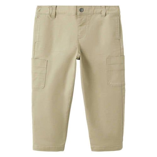 Mango Kids casual broek kaki Groen Jongens Stretchkatoen Effen - maat 98