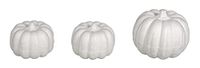 Rayher piepschuim pompoenen, wit, zak 3 stuks, gesorteerd, 1 pompoen 7x6cm, 2 pompoenen 5,5x4cm, 33493000