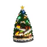 Wintem Geanimeerde kerstboom in miniatuurvorm met ledlampen en muziek, ideaal voor de decoratie van huis of kerstdorp, versierd en beschilderd, met de hand gemaakt met robuuste materialen, 40 x 22 x