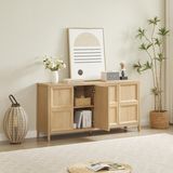 OKWISH Dressoir - Tip On Deuren Met Soft Close - 160×40×80 Cm - 2 Vakken Voor Woonkamer Slaapkamer Hal - MDF Eiken