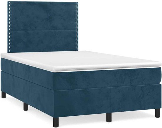 vidaXL Boxspring met matras fluweel donkerblauw 120x200 cm