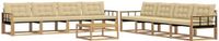 vidaXL Bank loungeset 8 zitplekken Wit en Beige Acacia Hout