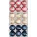 Merkloos / Sans marque 18x stuks kunststof kerstballen mix van donkerblauw, champagne en oudroze 8 cm - Kerstversiering