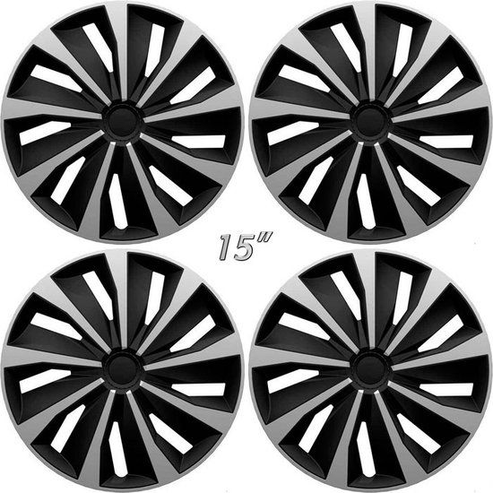 Autostyle Wieldoppen Grip - 15 inch - Zilver/Zwart - Set van 4