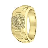 Lucardi Heren Gerecycled stalen goldplated ring surinaamse mattenklopper - Ring - Staal - Goudkleurig - 20 / 63 mm