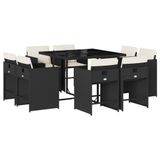 VidaXL 9-delige Tuinset Poly Rattan Zwart