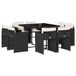 VidaXL 9-delige Tuinset Poly Rattan Zwart