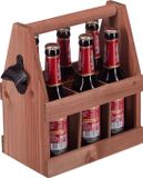 Merkloos Relaxdays Bierdrager Hout - Flesopener - 6 Flessen - Bruin