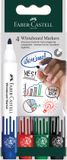 Faber-Castell Whiteboardmarkers - Set van 4 stuks - Zwart, Groen, Rood, Blauw