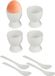 Urban Living Eierdopjes Blanche - set van 4x - keramiek - wit - 5x6 cm