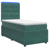 vidaXL - LED Boxspringbed met Matras - Donkergroen - 90 x 190 cm - Fluweel