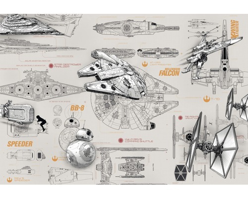 KOMAR Fotobehang papier Disney Edition 2 STAR WARS BLUEPRINTS 368 x 254 cm