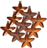 Decoris kersthanger sterren - 12x st - kaneel bruin - 7 cm - kunststof