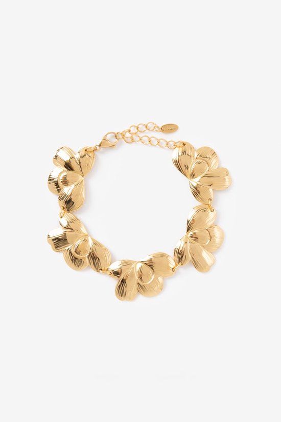 Sissy-Boy Gold plated armband met bloemen