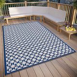 freundin Home Collection Antonia Tapijt voor binnen en buiten, plat weefsel, geometrisch patroon, weerbestendig, voor woonkamer, hal, balkon, terras en tuin, crèmeblauw, 80 x 150 cm