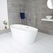 Hudson Reed Baignoire îlot ovale – Moderne – Blanc – 159,5 x 74 cm – Trop-plein chromé – Ashbury