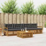 vidaXL Acacia Hout Bank Loungeset 4 Zitplekken Natuurlijk en Antraciet