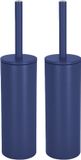 Spirella Luxe Toiletborstel in houder Cannes - 2x - donkerblauw - metaal