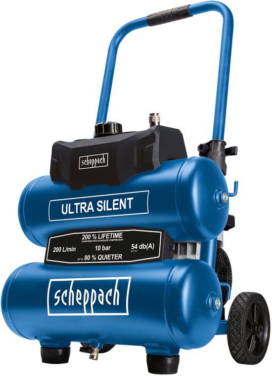 Scheppach Super Stille Compressor HC20Si-Twin - 10 bar - 20L - 800W - 54 dB - Olievrij