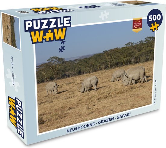 MuchoWow Puzzel Neushoorns - Grazen - Safari - Legpuzzel - Puzzel 500 stukjes