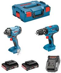 Bosch 0615990L41 Taladro Perutor A Batería GSB 18V-21 Professional Impact Atornillador GDR 18V-160 + 2 batterijen met 2,0 Ah 1 Cargador AL 1820CV. Maletín L-BOXX.