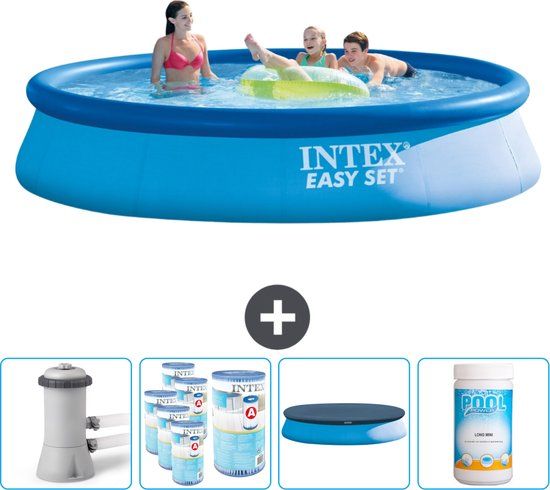 Intex Easy Set Opblaasbaar Zwembad - 396 x 84 cm - Blauw - Incl. Pomp, Filters & Afdekzeil