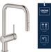 GROHE Minta Robinet de cuisine - Acier inoxydable (Supersteel) - Avec douchette extractible - 2 types de jet - 32322DC2