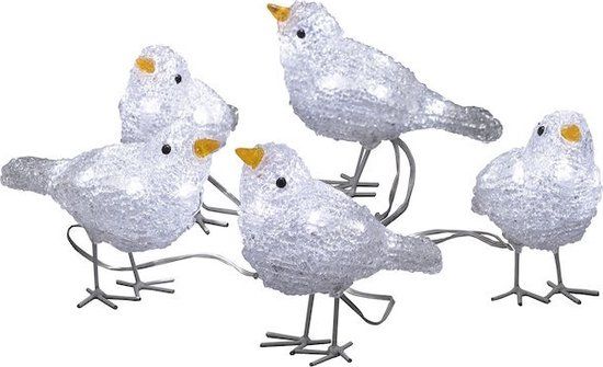 Konstsmide Lichtsnoer met 40 LED Vogeltjes - Buiten - Wit Licht - Batterij