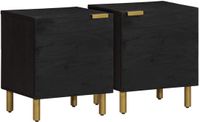vidaXL Nachtkastje 2 st 40x33x46 cm massief mangohout zwart