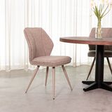 LABEL51 Silvain Eetkamerstoel - Bruin - Royal Stof - Taupe Metaal