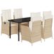 vidaXL Ensemble de jardin 5 pièces avec coussins, beige, polyrotin