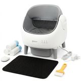 Zonaro Automatische Kattenbak – Zelfreinigende Kattenbak – Elektrische Kattenbak – Robot Kattenbak – XXL – Met App Bediening – Inclusief Kattenbak Mat & Zakken – Wit/Grijs