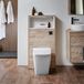 Hudson Reed Meuble WC – Avec cuvette à poser Milton – 60 cm – Chêne clair – Bouton de chasse noir – Avec LED – Hoxton