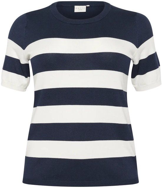 Kaffe Curve Gestreept Dames-T-shirt Lizzy XL Zwart Katoen