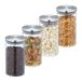 Relaxdays voorraadpot met rvs deksel, set van 4, glazen opbergpot voor meel, rijst, pasta, 1000 ml, transparant/zilver