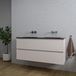 Saniclass Chaci Badkamermeubelset - 120x46x55cm - keramische wastafel zwart - 2 wasbakken - zonder kraangaten - 2 lades - mat cotton (beige)