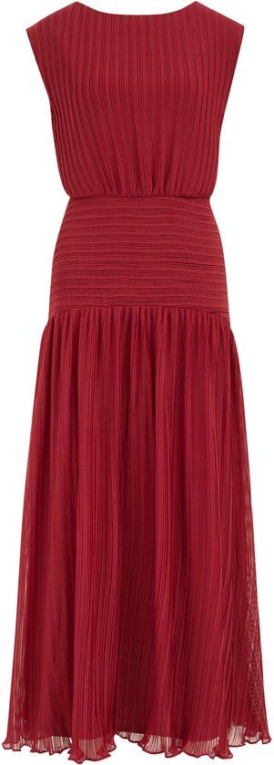 WE Fashion Dames midi jurk met structuur Vintage red