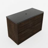 Saniclass Holz Frame Badkamermeubelset - 100x45x63cm - Noche basalten wastafelblad gepolijst (zwart) - zonder kraangat - 2 lades - mat eiken charcoal (hout) SW1578598/SW728236