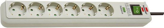 Brennenstuhl Eco-Line - Stekkerdoos met overspanningsbeveiliging - 6-voudig - Lichtgrijs