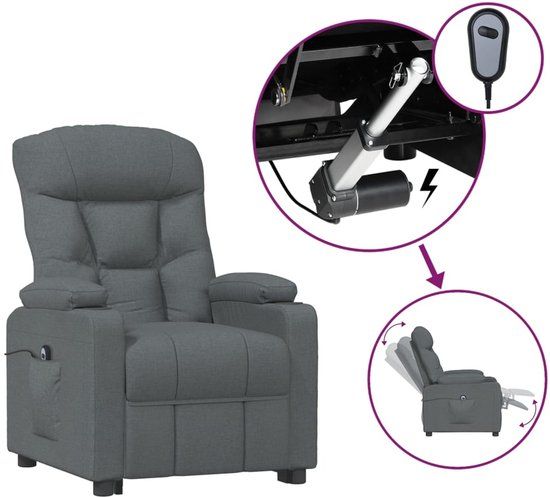 vidaXL Fauteuil elektrisch verstelbaar stof donkergrijs