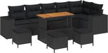 vidaXL Tuinbank - Set - 10 - st - Zwart - poly - rattan