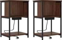 vidaXL Nachtkastje 2 st bruin eiken 38 x 31 x 61 cm bewerkt hout