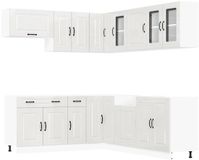 vidaXL - 11-delige Keukenkastenset Kalmar - Bewerkt Hout - Glanzend Wit