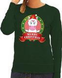 Bellatio Decorations Shoppartners Bv Foute kersttrui / sweater eenhoorn - groen - Merry Christmas voor dames M