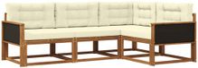 vidaXL Hoek loungeset 4-delig Acacia hout Naturel et crème
