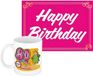 Bellatio Decorations Verjaardag cadeau koffiemok thema 80 jaar - voor een vrouw - wilde haren - met knalroze Happy Birthday wenskaart - A5 formaat