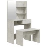 vidaXL Ensemble de coiffeuse avec miroir, bois, gris béton, 74,5x40x141 cm