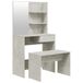 vidaXL Ensemble de coiffeuse avec miroir, bois, gris béton, 74,5x40x141 cm
