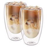 ASelected Set van 2 latte macchiato-glazen, 450 ml, dubbelwandige glazen, zweefeffect